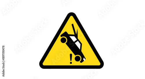 Warning sign depicting a car crash accident symbol.