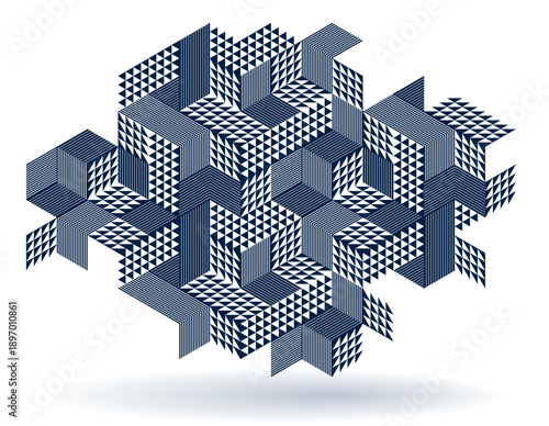 Isometric 3D cubes vector abstract background, geometric abstraction art modern architecture city buildings theme, cubic shapes and forms composition lowpoly style.