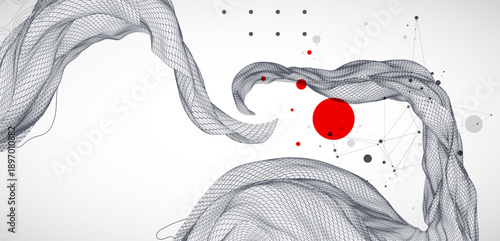 The abstract wave is made in a frame style. Template for science and technology presentation. Vector art.