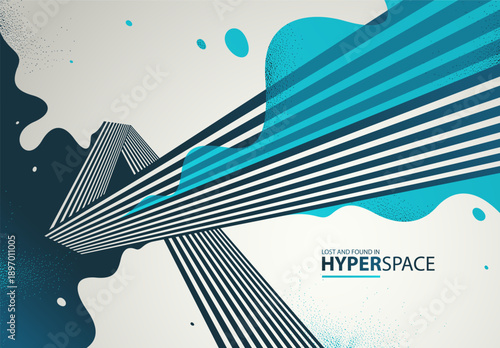 Energy theme vector abstract background, fluid splash over lines in 3D perspective, explosion blast of surreal lava wallpaper art, dynamic motion in chaos.