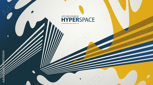 Fluid splash in motion over 3D lines in perspective space vector abstract background, energy blast explosion in chaos, surreal explosion art wallpaper.