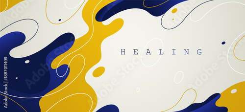 Lava shapes flow abstract background, vector wallpaper with liquid shapes flowing in dynamic motion, wavy water curves abstraction.