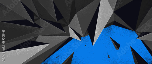 Low poly broken abstract background vector, chaos and anxiety wallpaper breaking shapes to pieces, destroyed 3D dimensional form in motion.