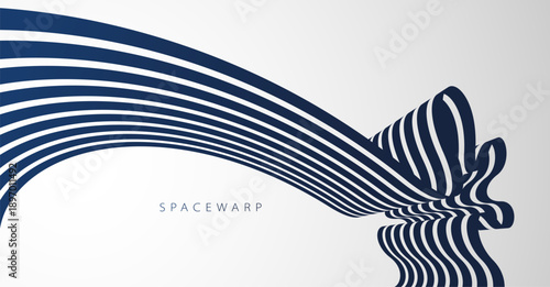 Lines in perspective look like bent ribbon graphic design, vector abstract background with curved stripes in distorted perspective, futuristic surreal op art.