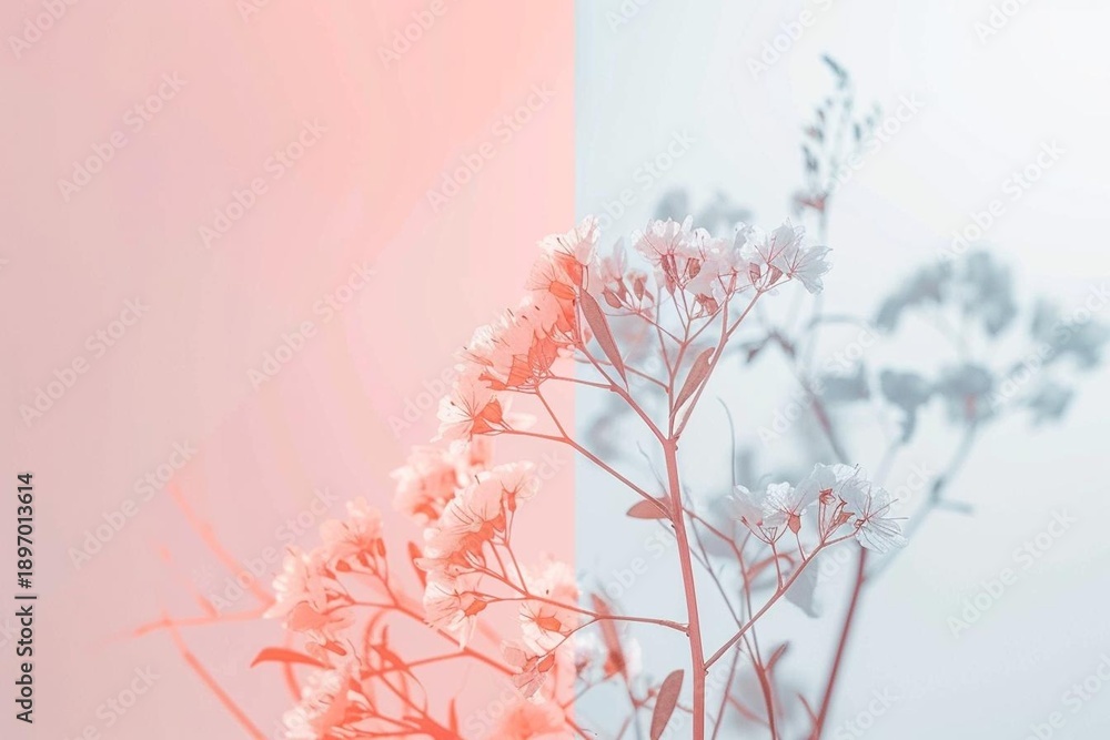Naklejka premium pink flowers in snow