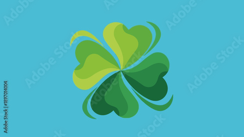 Four Leaf Clover Illustration Green Leaves.