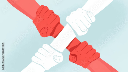 Four Hands Interlocking in a Symbol of Unity and Support.