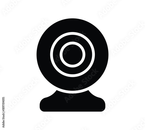 Simple Icon of a Webcam with Circular Design and Stand Base for Use