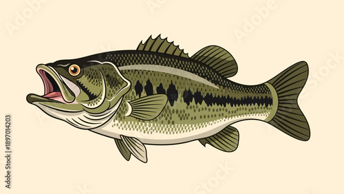 Detailed Illustration of a Bass Fish.