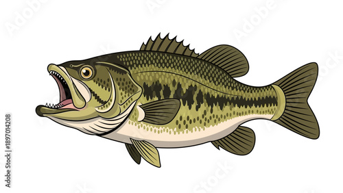 Detailed Illustration of a Bass Fish.