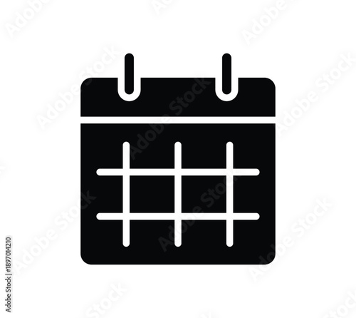 Simple Black Calendar Icon for Scheduling and Time Management Use