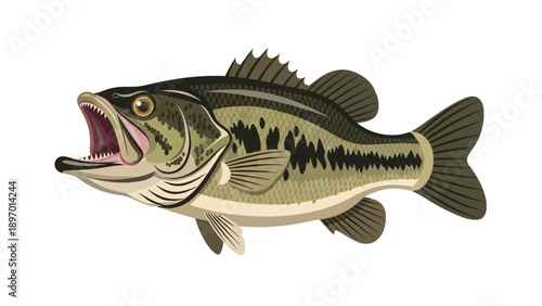 Detailed Illustration of Bass Fish.