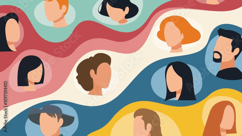 Diverse Group of People Connected in a Network.