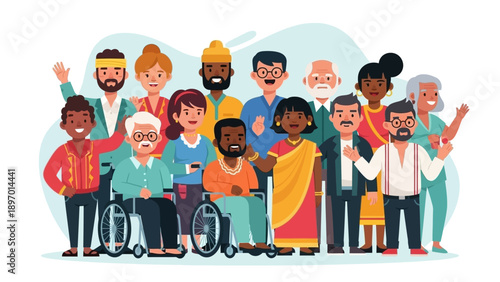 Diverse Group of People Standing Together.