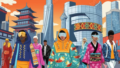 Diverse Group of People Wearing Masks.