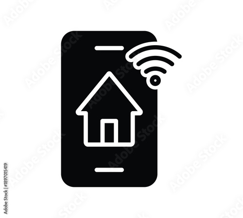 Smartphone with House Icon and Wi-Fi Signal for Home Automation Concept