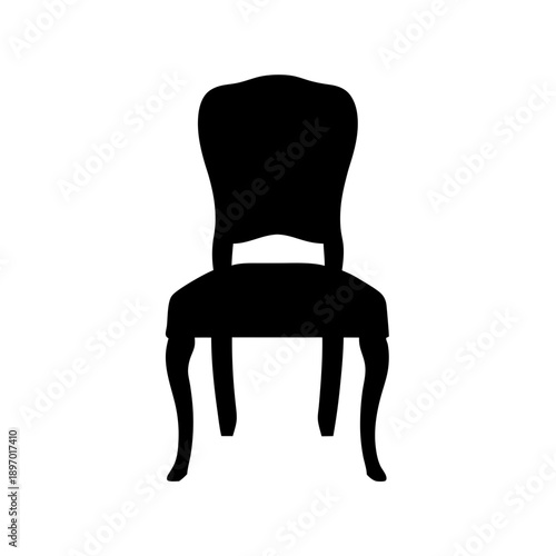 Black Dining Chair Silhouette on White Background vector illustration