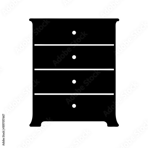 Modern black wooden dresser with drawers flat design vector illustration