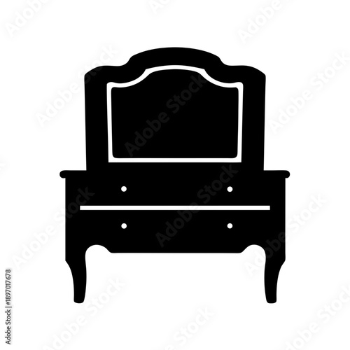Elegant vintage dressing table with mirror vector illustration flat design