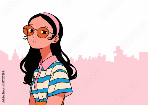 Vector illustration of young cool girl. Women's day on March 8