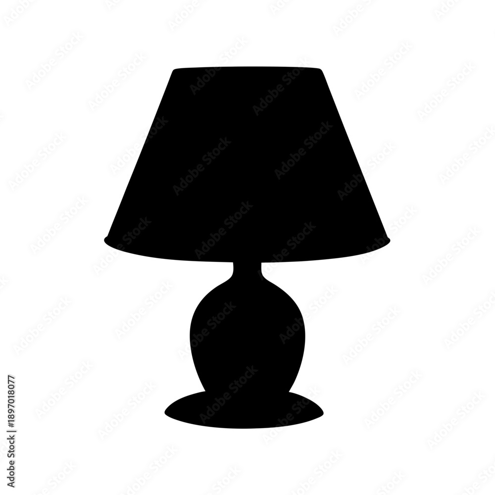 Fototapeta premium Modern Table Lamp Silhouette in Flat Design Style vector illustration