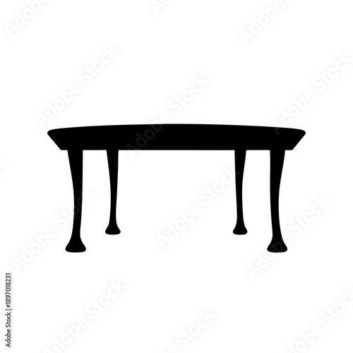 Modern black conference table flat design vector illustration isolated on white background