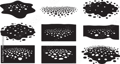 Black and white abstract shapes and dots illustration design