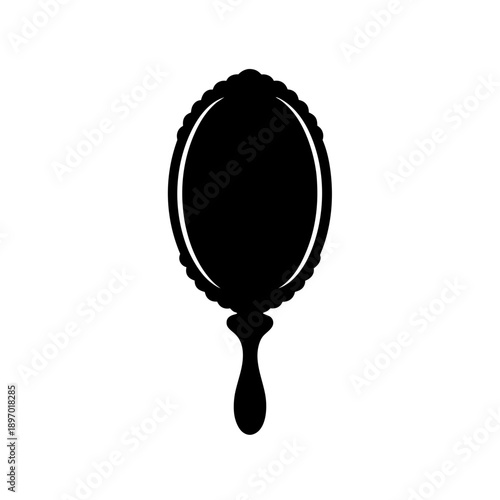 Handheld Mirror Silhouette Flat Design Vector Illustration