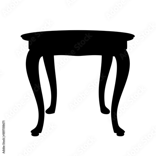 Black Side Table Silhouette with Cabriole Legs Flat Design vector illustration