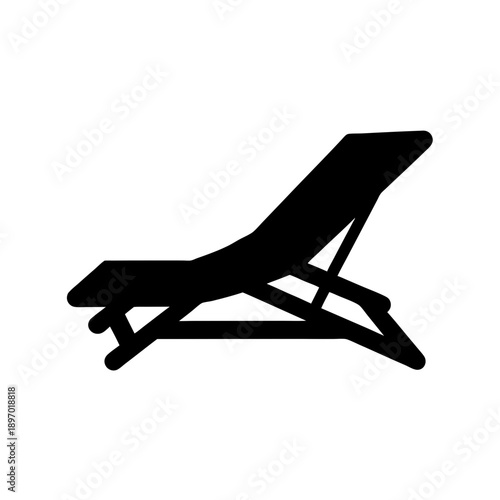 Relaxing Sun Lounger Silhouette on White Background vector illustration