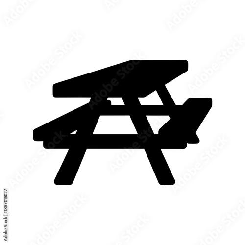 Minimalist picnic table flat design vector illustration isolated on white background