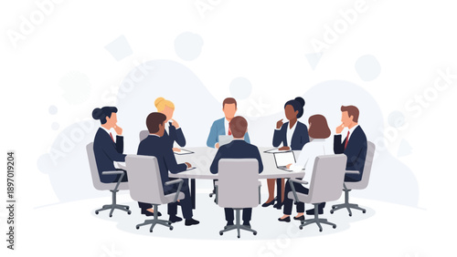 Business Meeting - Diverse Team Discussing Ideas Around Conference Table