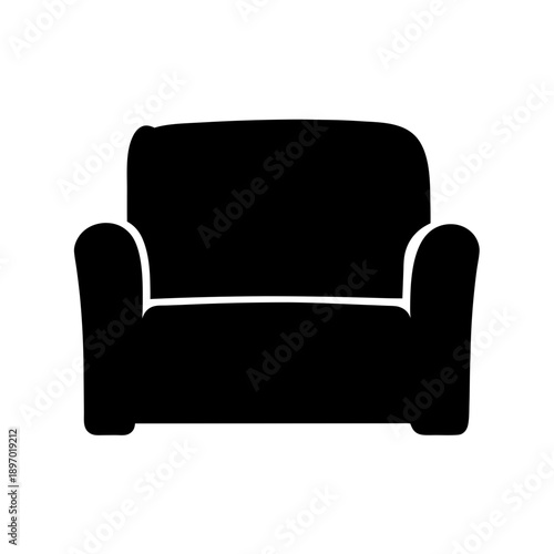 Black reclining sofa on white background vector illustration