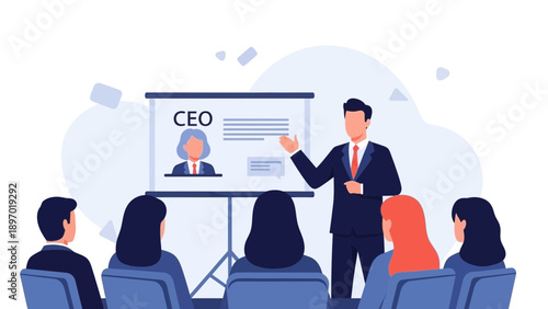 Business Meeting: CEO Presentation to Employees in Office