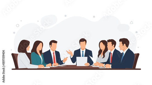Business Meeting: Diverse Team Collaborating Around Table