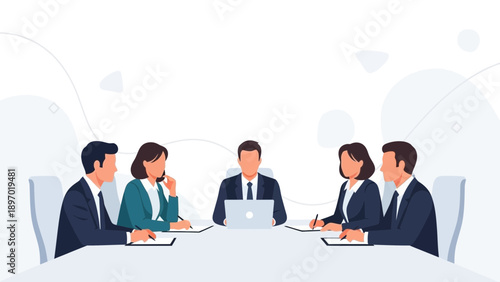 Business Meeting: Diverse Team Discussing Strategy in Modern Office