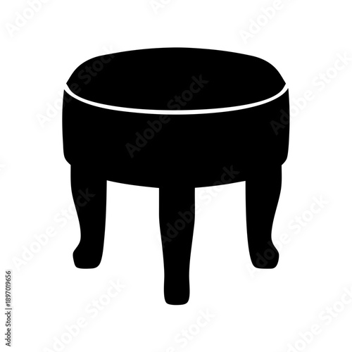 Modern Vanity Stool Silhouette with Elegant Legs Flat Design vector illustration