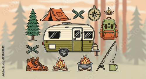 Camping and Outdoor Adventure Gear Collection.