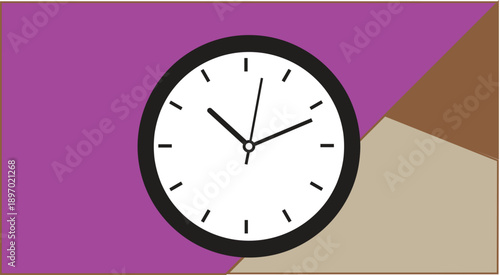 A digital illustration of a clock on a purple background