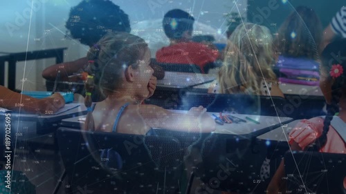 Animation of network of connections over diverse schoolchildren learning in classroom