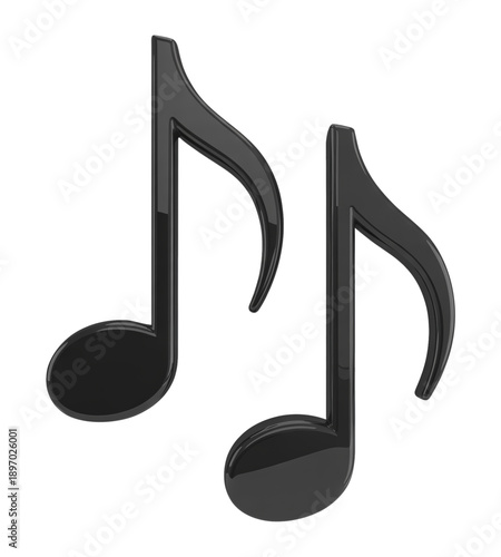 3D Musical Notes in Black for Music and Entertainment Themes