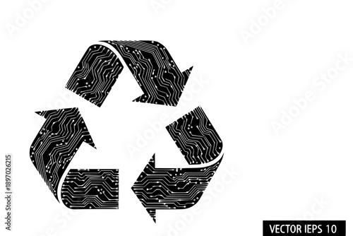 Electronic Waste E-waste Recycling Circular Economy Vector Icon for Sustainable Technology and Green IT Solutions