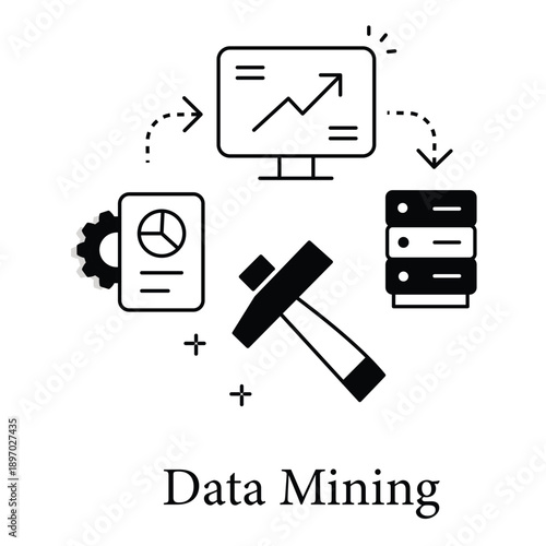 Data Mining Icon Representing Analytics Pattern Discovery And Insights