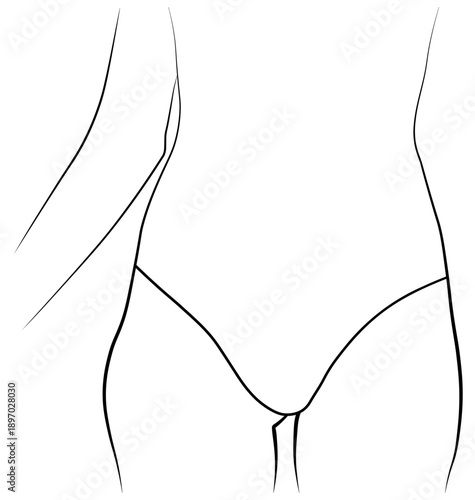 Woman legs swimsuit panties bikini hand drawing