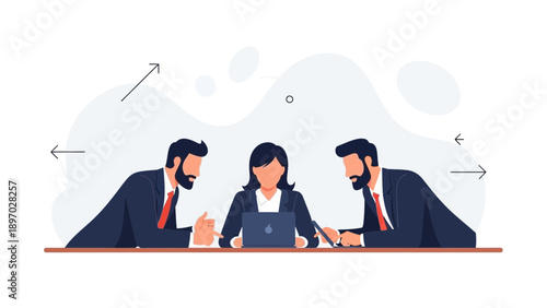 Business meeting with laptop and brainstorming session