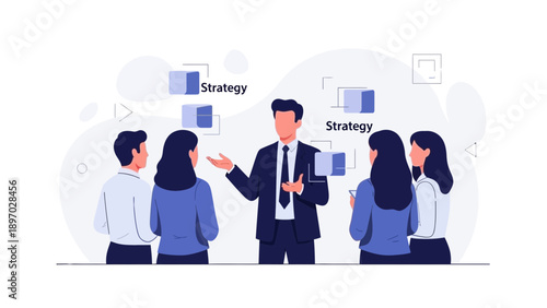 Business meeting with strategy discussion and planning