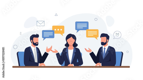 Business meeting, discussion, teamwork, communication, diverse people talking, brainstorming