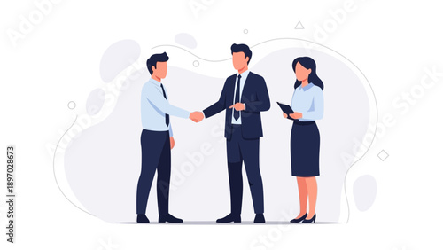 Business Partnership Handshake Agreement Illustration