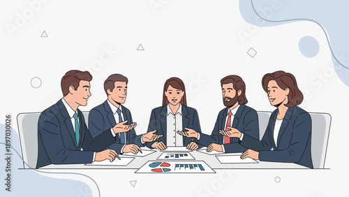 Business Meeting Team Collaboration Discussion at Conference Table