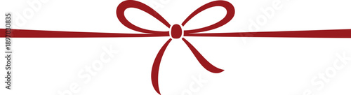 Bow on gift ribbon string vector silhouette icon red line art rope cord knot holiday christmas package decoration festive design
